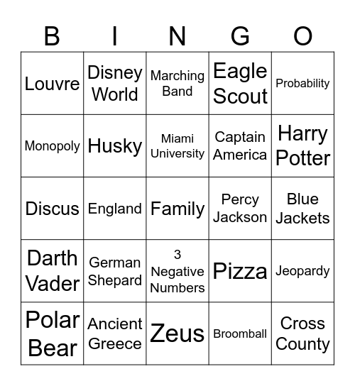 Untitled Bingo Card