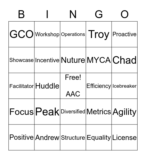 AMEX Assurance Company Bingo Card