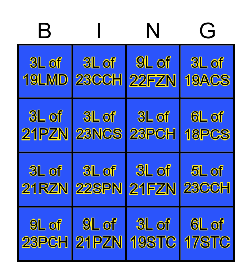 Joy of Wine Bingo Card