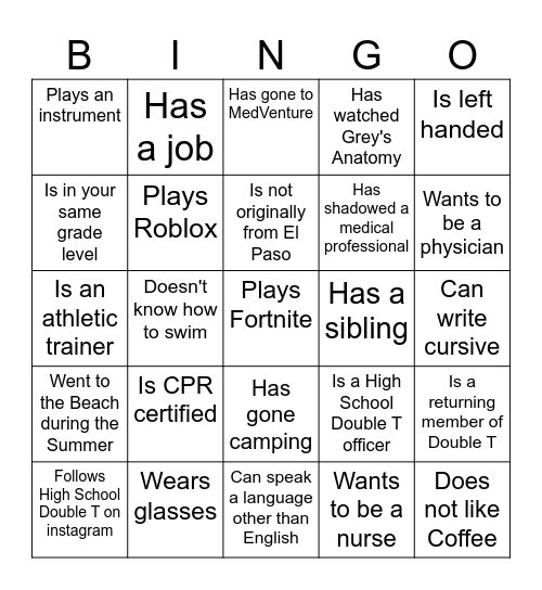 Double T Bingo Card
