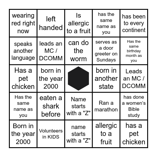 Partner Gathering Bingo Card