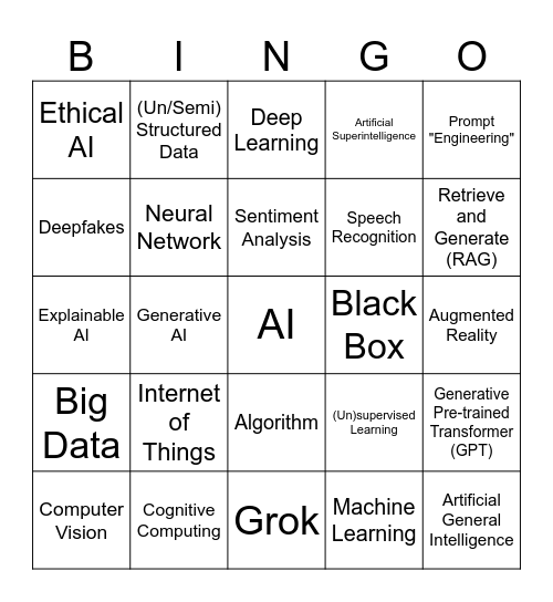 AI for Educator Bingo Card