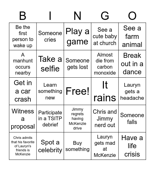 Indy July 2025 Bingo Card