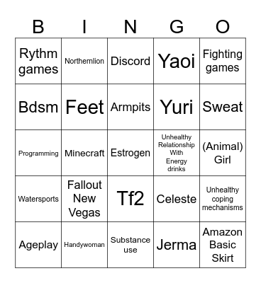 Chronically online tgirl Bingo Card