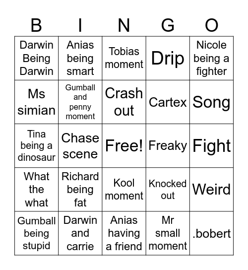 Tawog bingo Card