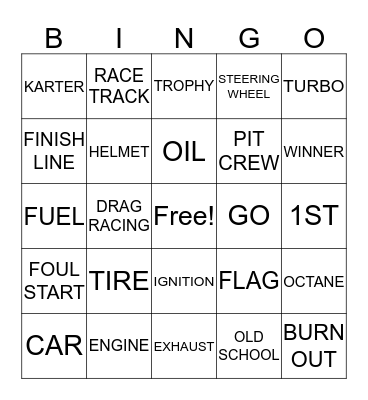 KARTER'S CAR BINGO  Bingo Card