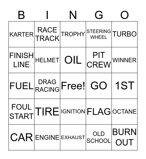 KARTER'S CAR BINGO  Bingo Card