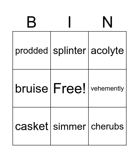 SINIGANG VOCABULARY BINGO Card