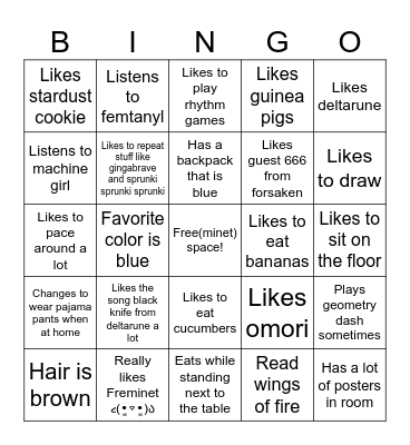 Marin bingo aka mango Bingo Card