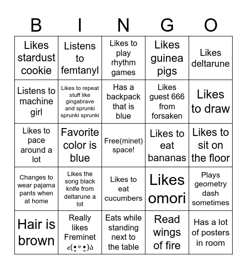 Marin bingo aka mango Bingo Card
