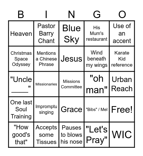 Get 5 in a row to get Bingo Card