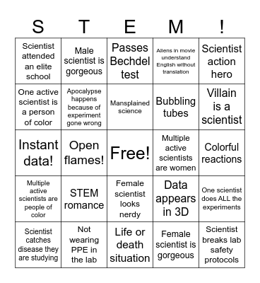 STEM Movie Bingo Card