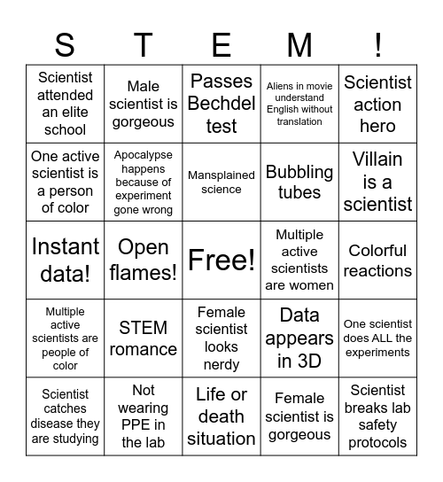 STEM Movie Bingo Card