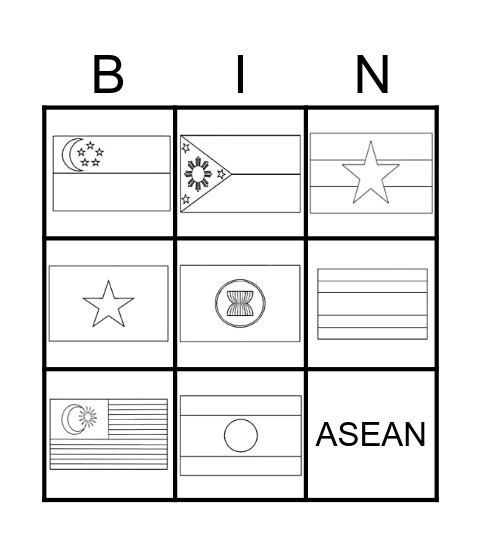 Asean Flag Bingo Card