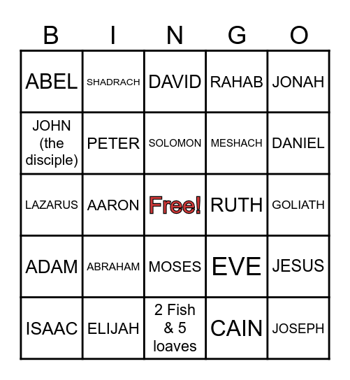CHRISTIAN BINGO CARD Bingo Card