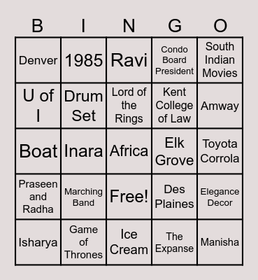 Ronak's 40th Birthday Trivia Bingo! Bingo Card