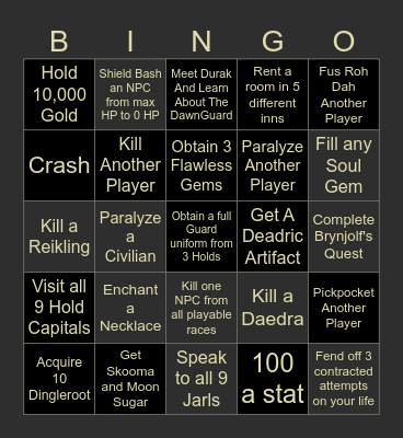 Skyrim Together Bingo Card