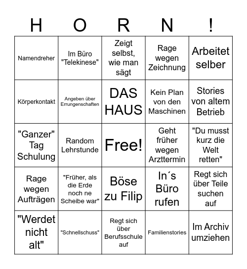 Ausbilder Bingo Card