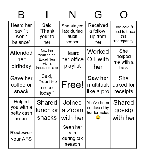 FAREWELL BINGO Card