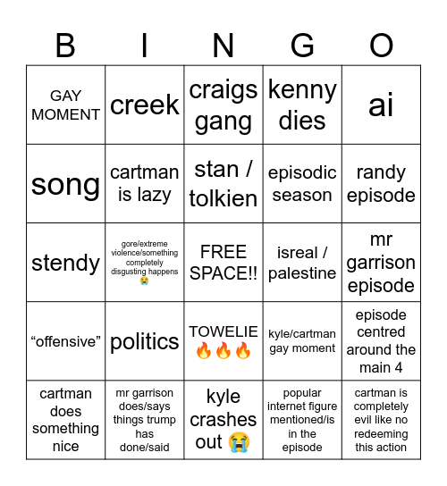 south park s27 predictions Bingo Card