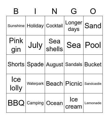 Summer Bingo Card