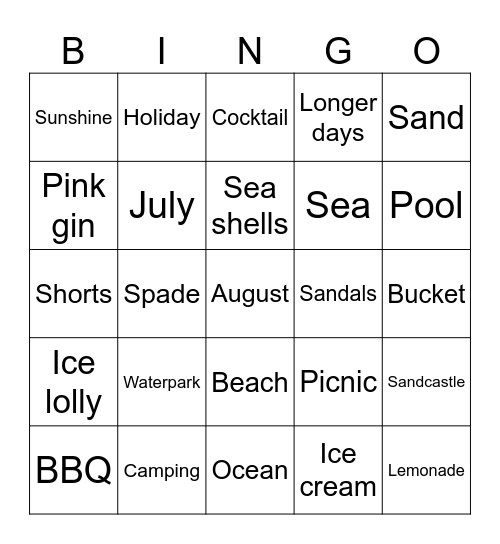 Summer Bingo Card