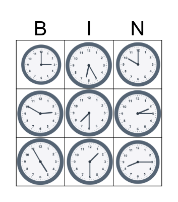 Las horas 2 Bingo Card