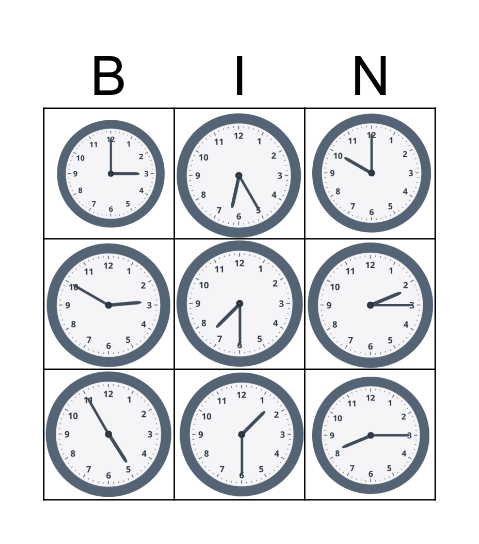 Las horas 2 Bingo Card