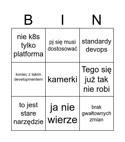 Marek Bingo Card