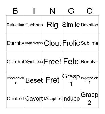 Vocabulary Review Bingo Card