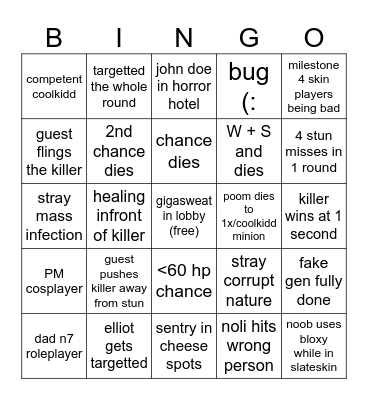 forsakennd gam Bingo Card