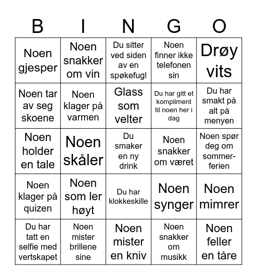 Sommerfest Bingo Card