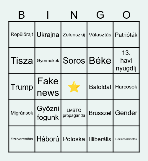 Orbán bingó Bingo Card