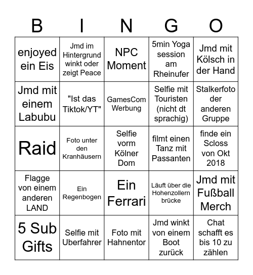 IRL Köln Bingo Card