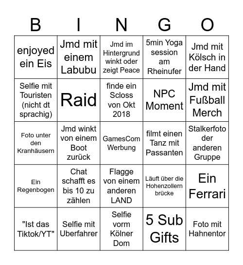 IRL Köln Bingo Card