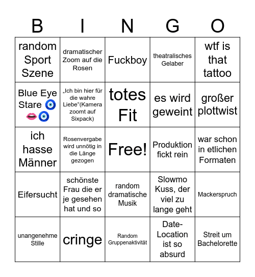 Bachelorette Bingo Card