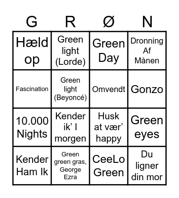 Grøn Bingo Card