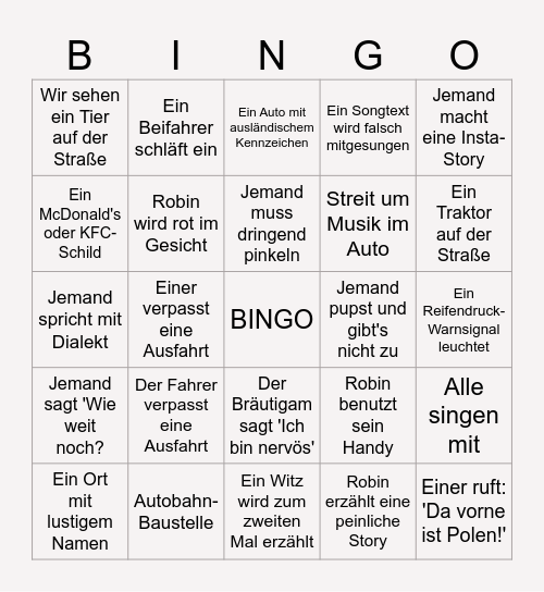 ROBO's JGA Bingo Card