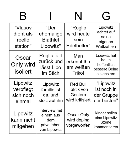 Lipowitz Bingo Card
