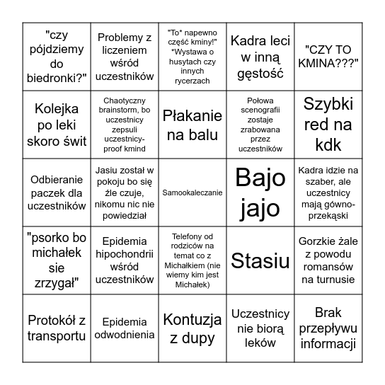 Bingo Kadrowe Bingo Card