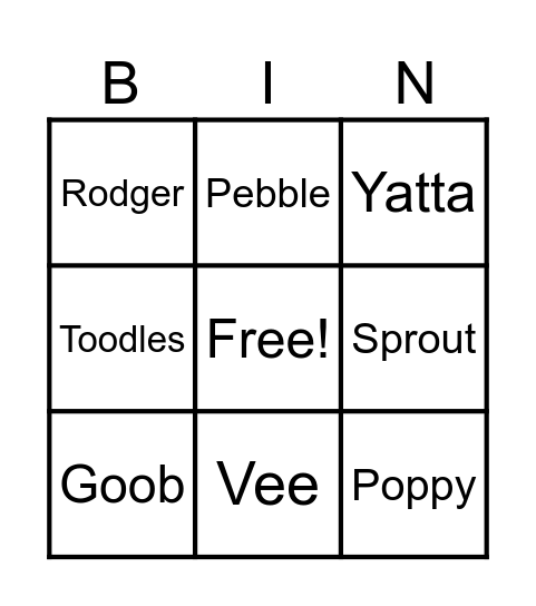 Twisted bingo Card