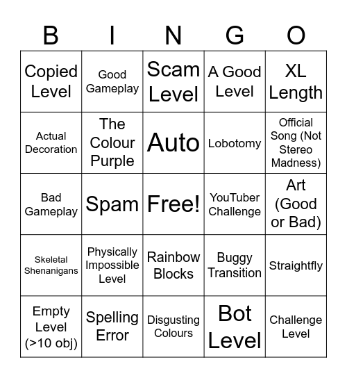 Recent Tab Bingo Card