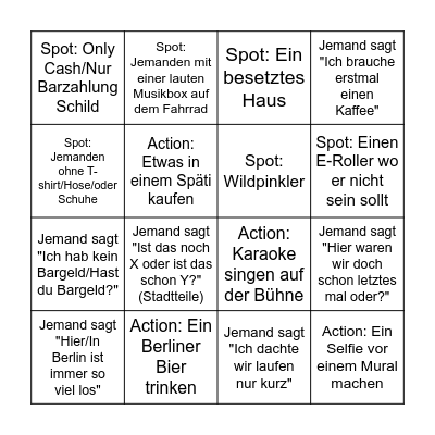 Berlin Bingo Card