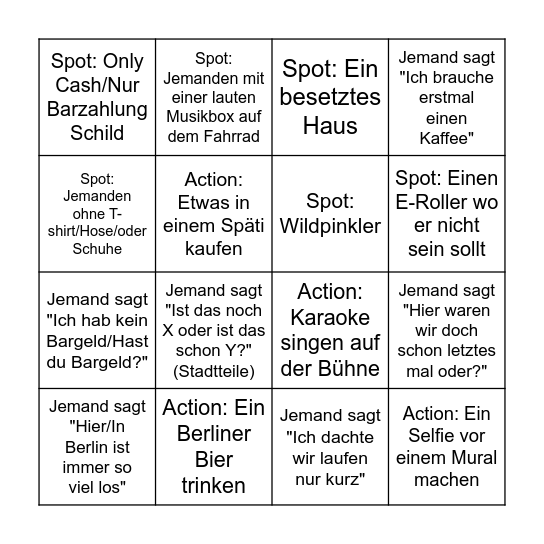 Berlin Bingo Card