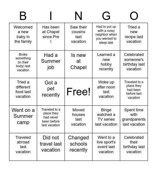 Community Building: find someone who... Bingo Card