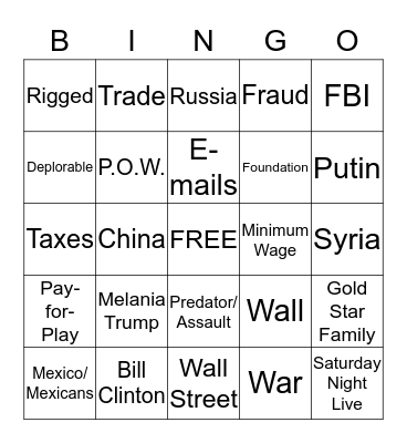 ELECTION 2016 Bingo Card