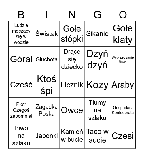 Bingo góry Bingo Card