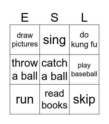 ESL(R) Free time bingo! Bingo Card