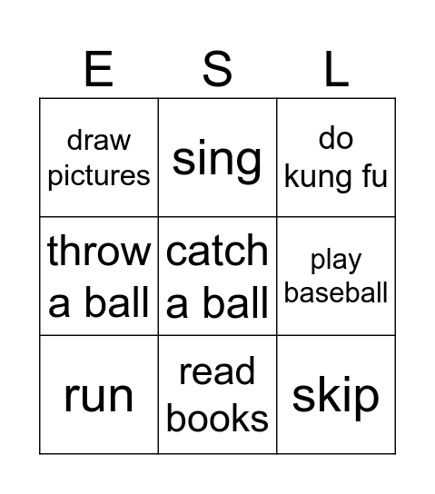 ESL(R) Free time bingo! Bingo Card