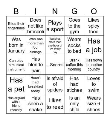 Find Someone Who Bingo Card